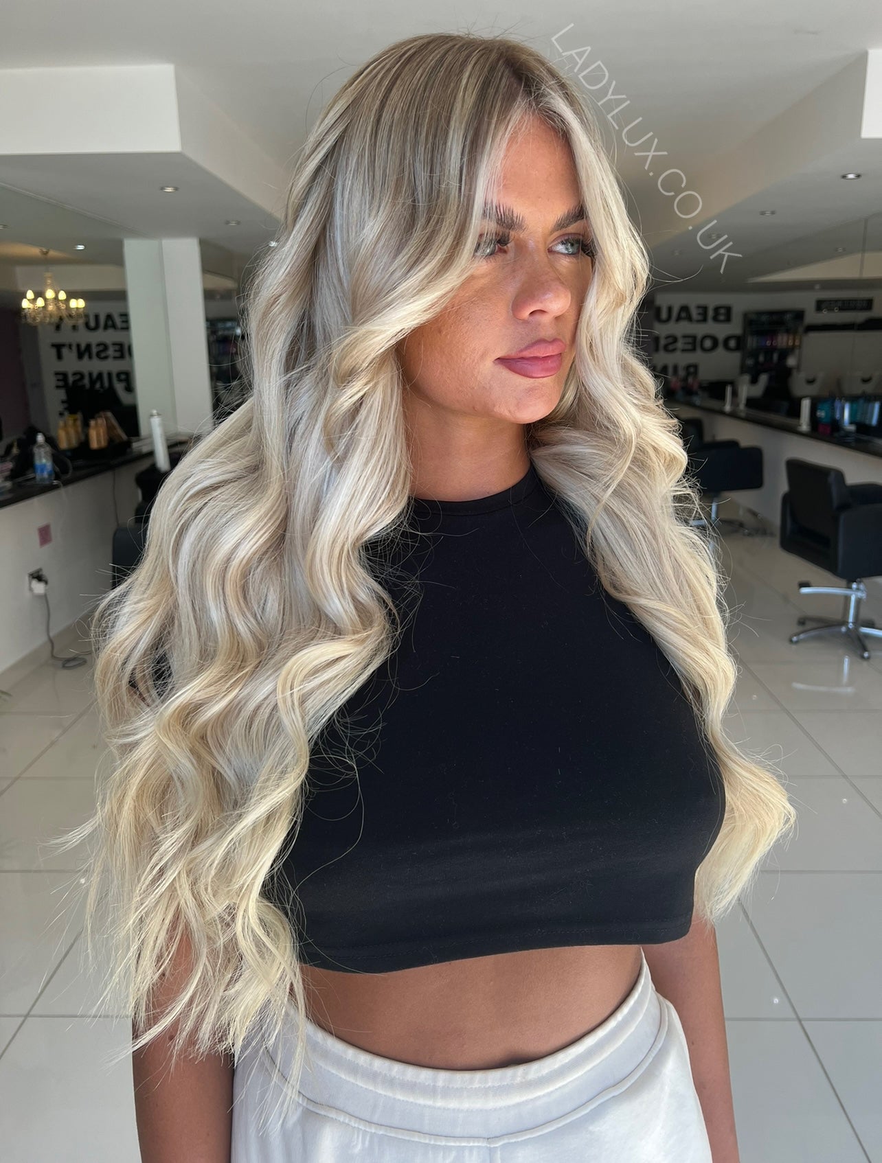 22” Tape Hair Extensions - Shade Lightest Scandi Blonde 60c - Ladylux