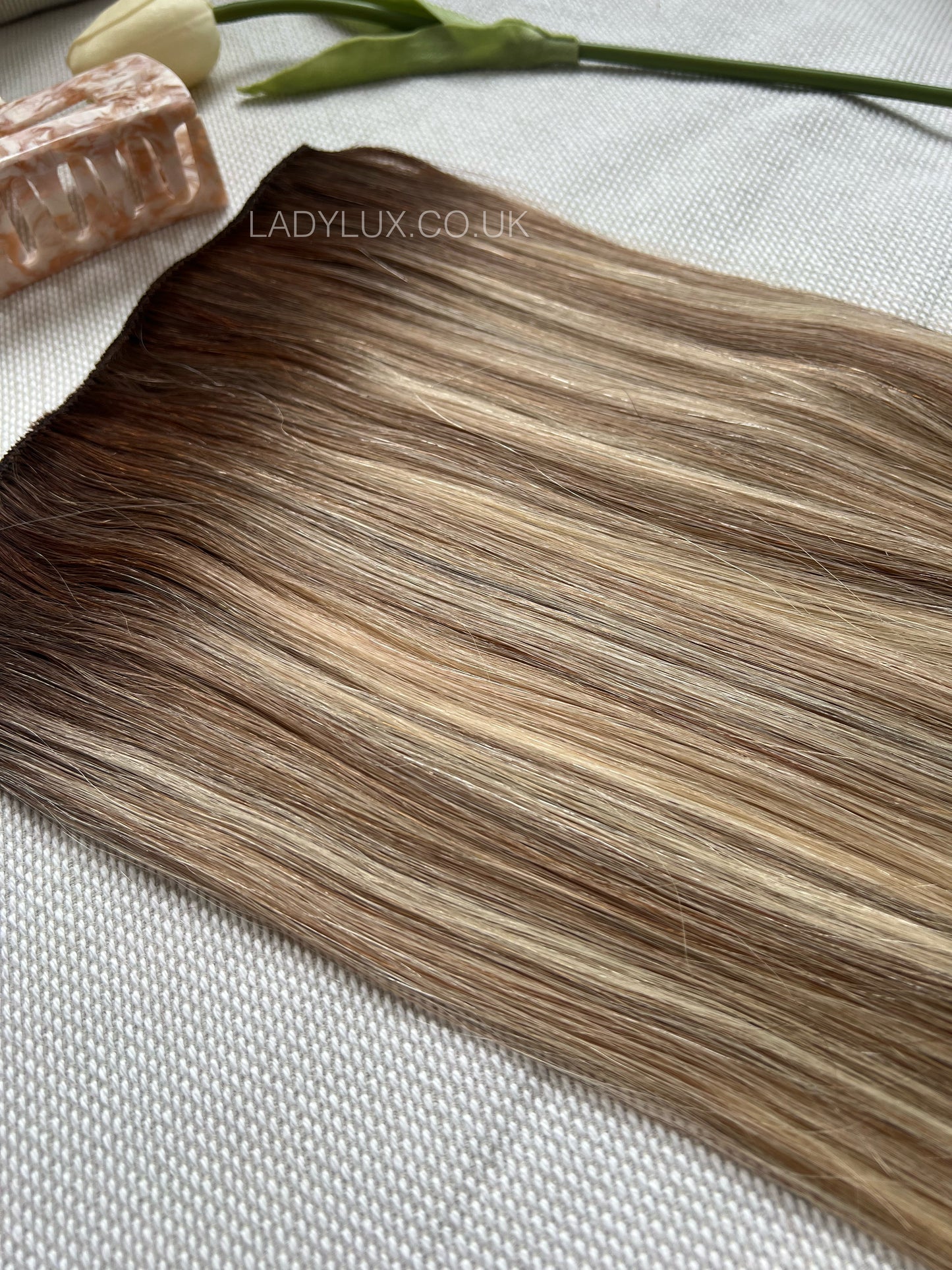 20” Deluxe 200g Human Hair - shade Toasted Honey Glaze - Ladylux