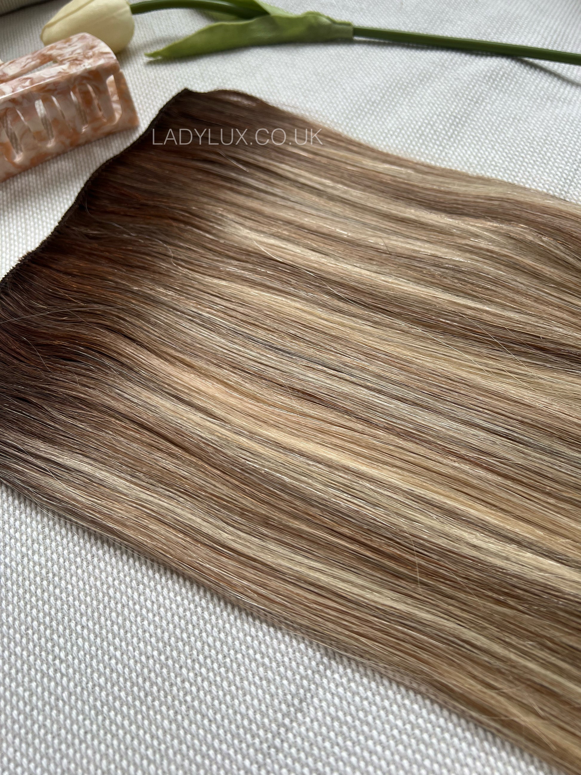 20” Deluxe 200g Human Hair - shade Toasted Honey Glaze - Ladylux